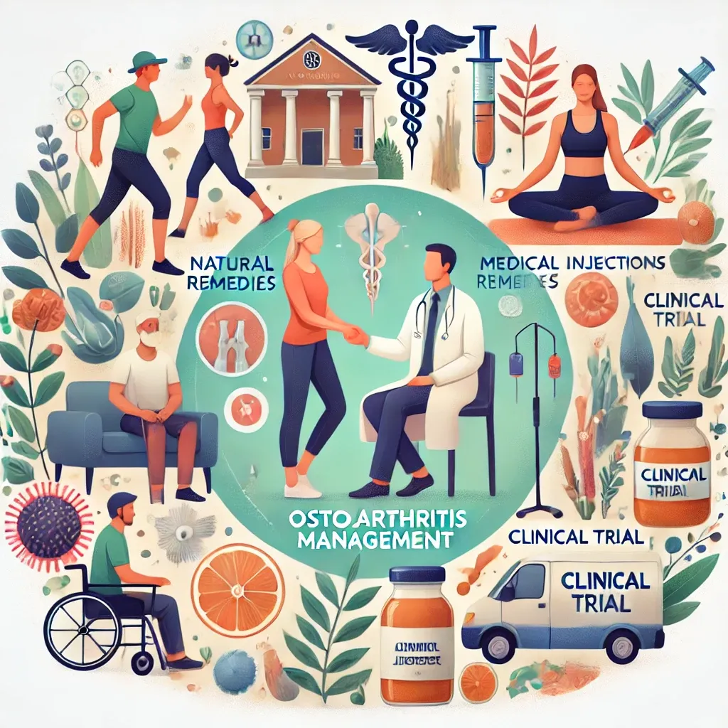 DALL·E 2025-01-08 14.54.43 - An illustration representing osteoarthritis management. The image features a diverse group of people engaging in activities like walking, yoga, and co.webp