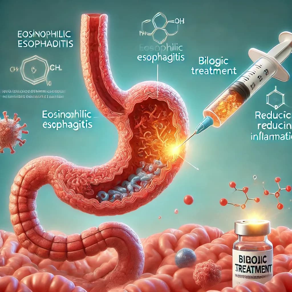 DALL·E 2025-01-08 15.01.11 - An illustration focusing on the esophagus and the effects of eosinophilic esophagitis (EoE). The image highlights an inflamed esophagus with labeled p.webp