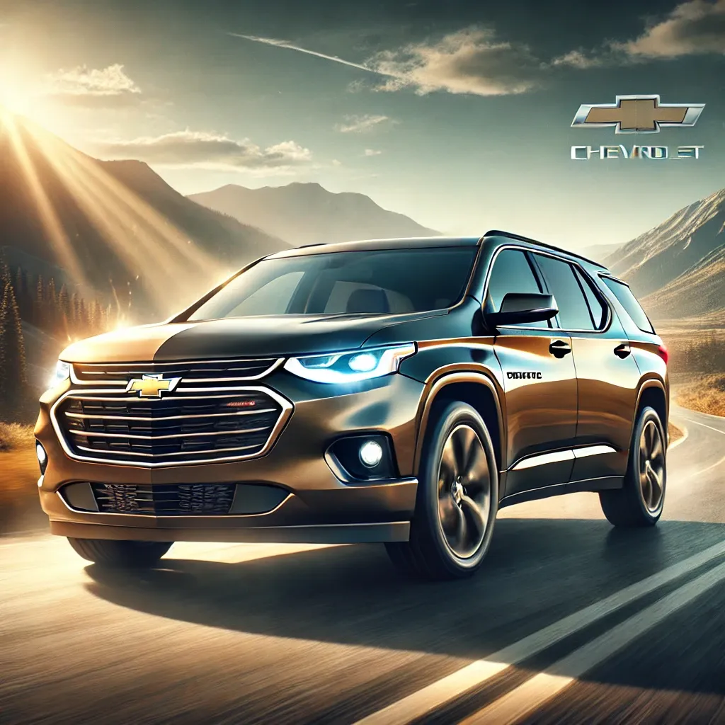 DALL·E 2025-01-20 15.53.12 - A dynamic and visually stunning image of the 2025 Chevy Traverse, showcasing its sleek exterior design with a bold grille, updated headlights, and smo.webp